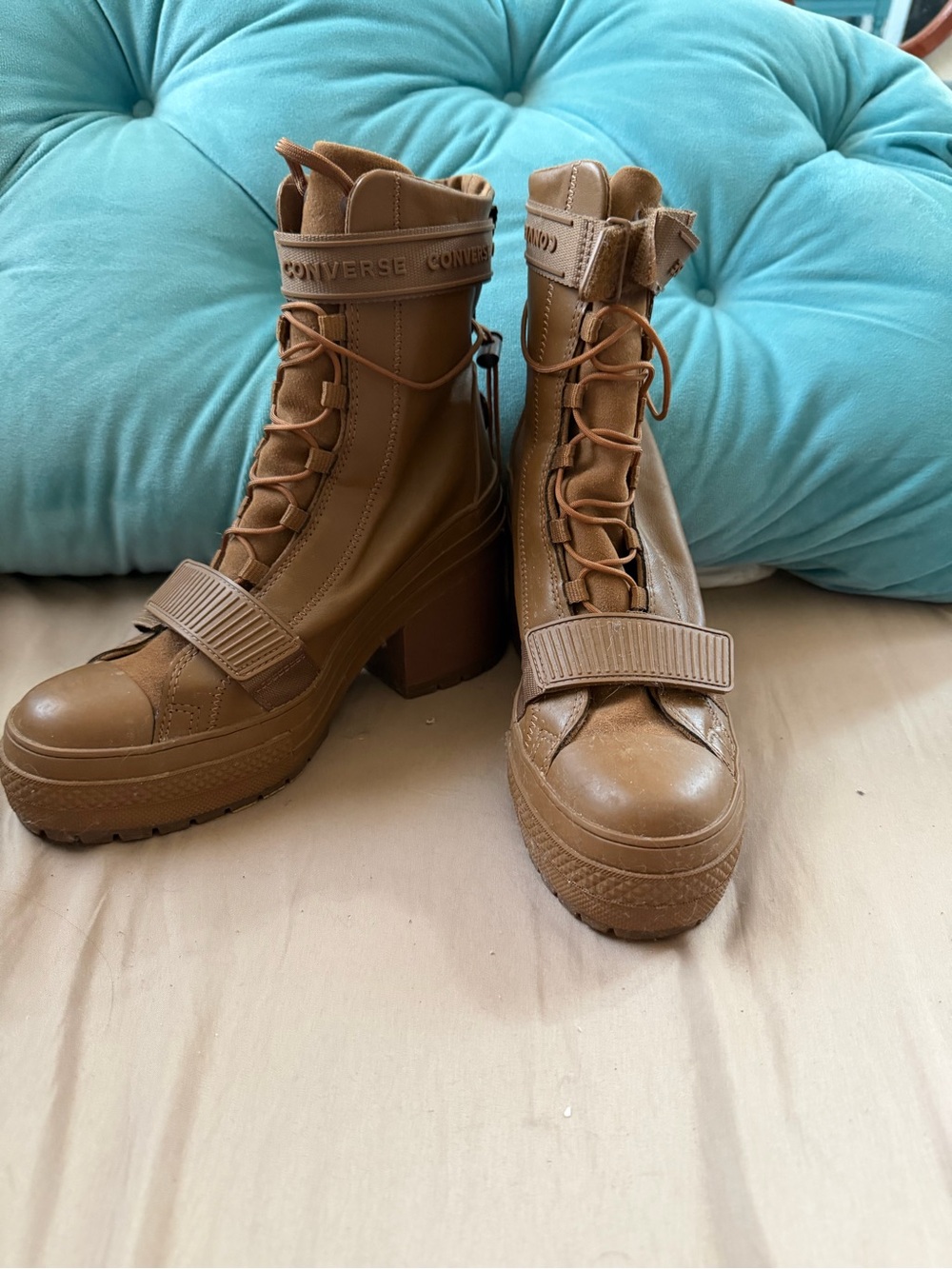 Converse Brown Chunky Platform Lace-Up Ankle Boots